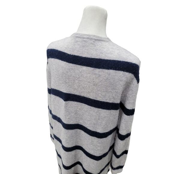 Madewell Kent Long Line Striped‎ Wool Alpaca Blend Cardigan Grey Blue Size XS - Picture 7 of 10